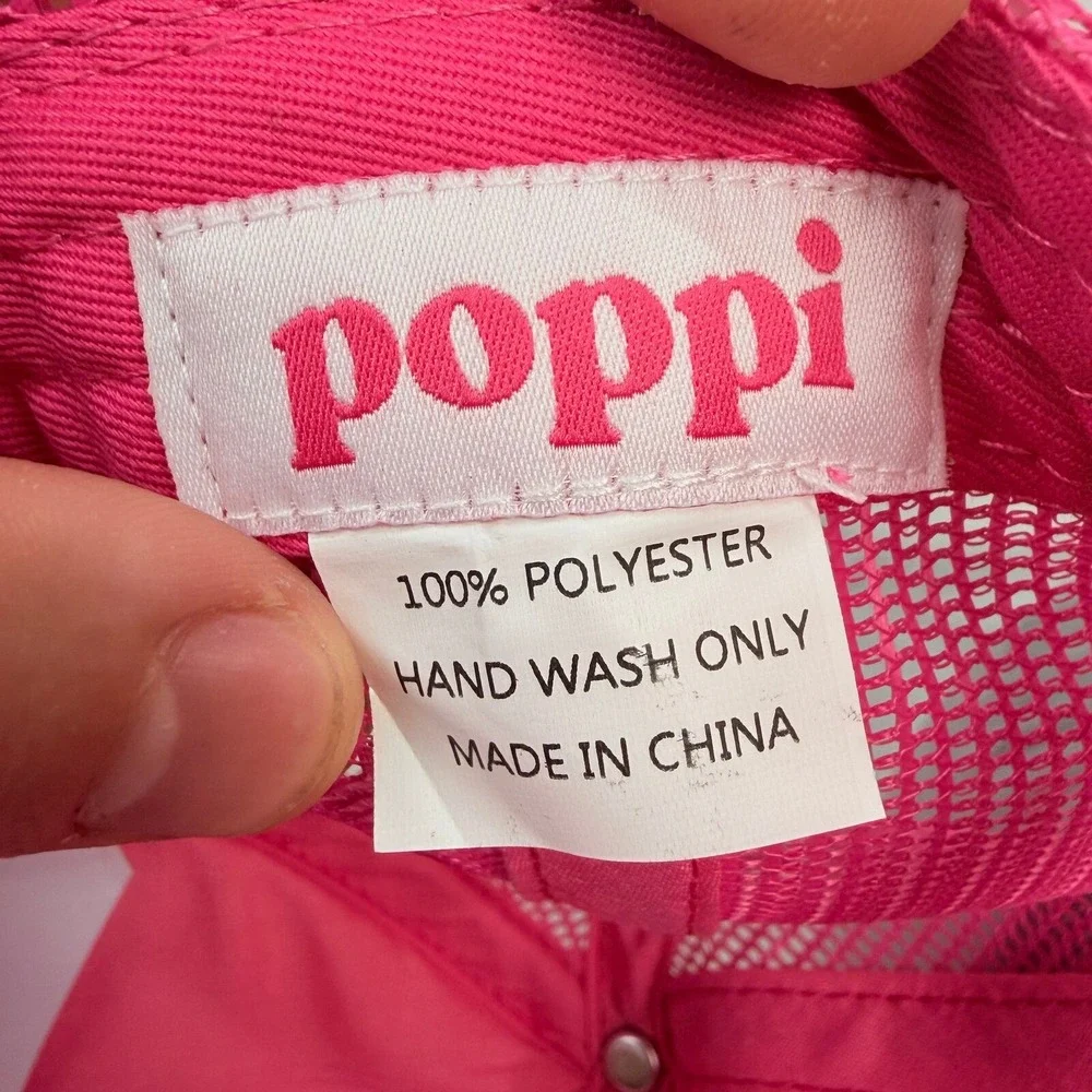 Poppi Trucker Hat Major Flavor Tour Unisex OS Pink Cream Snapback Cap